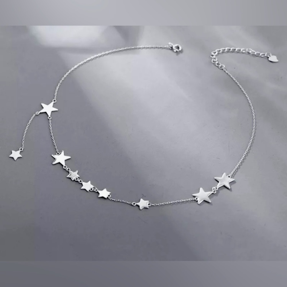 Sterling Silver Star Stars Necklace Choker